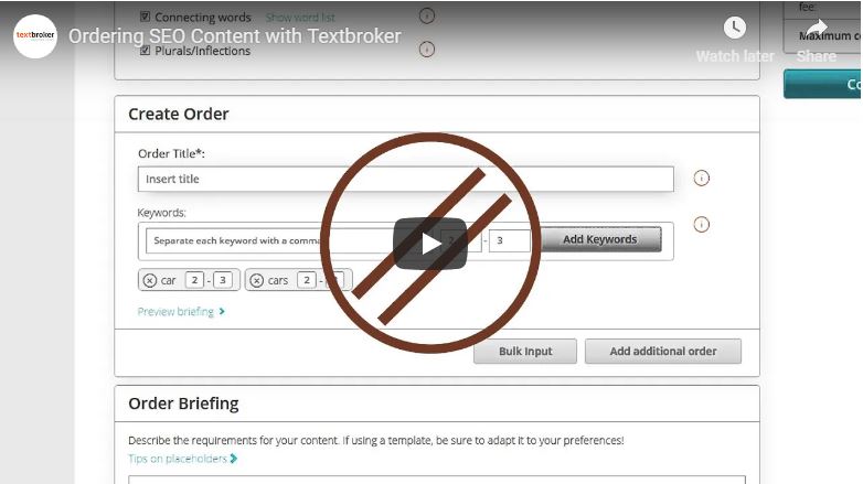 Opções SEO na Textbroker